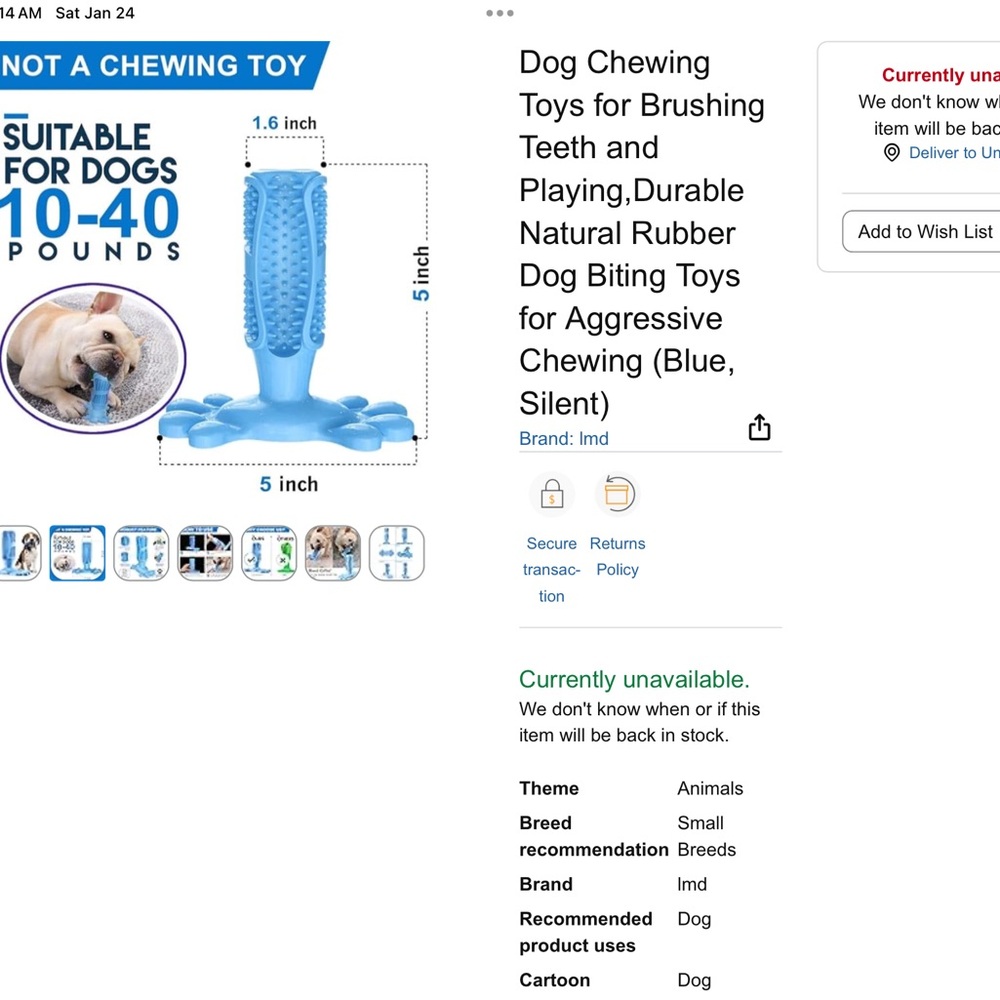🩵 Blue Rubber Pet Delay Chew Toy - Picture 8 of 14